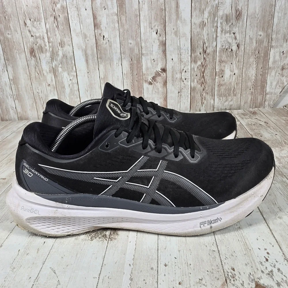 Asics Gel-Kayano 30 Mens Running Shoes Black White 1011B548 Size 12 Stability
